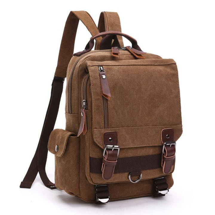 BAGS KEZONO Canvas Backpack Vogue Travel Duffel School Bag DOUBLE SHOULDER / SADDLEBROWN