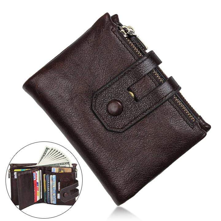 WALLETS KEZONO Large Capacity Bifold RFID Cowhide Coin MINI Wallet