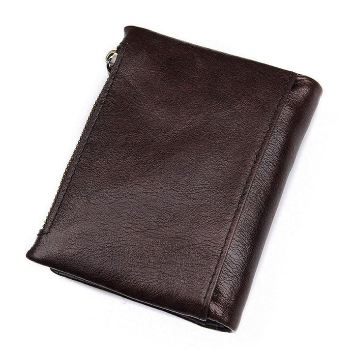 WALLETS KEZONO Large Capacity Bifold RFID Cowhide Coin MINI Wallet
