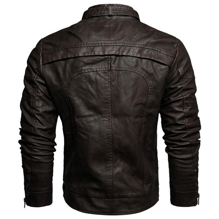 JACKETS KEZONO Leather Lone Rider Stand Collar Zipper Jacket