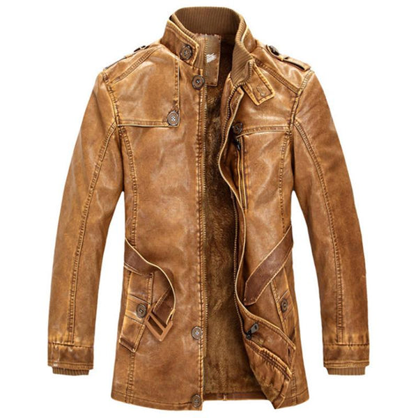 JACKETS KEZONO Leather Retro Ulysses Fleece Jacket PERU / XS
