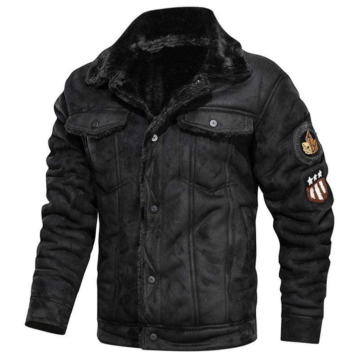 JACKETS KEZONO Leather Royal Pilot Fleece Jacket BLACK / XS