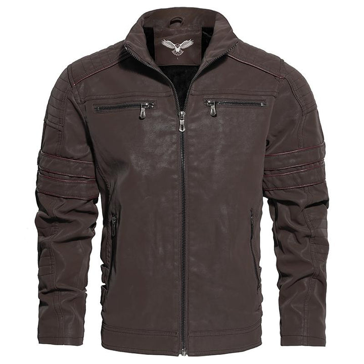 JACKETS KEZONO Negan Fleece Leather Jackets SADDLEBROWN / XS